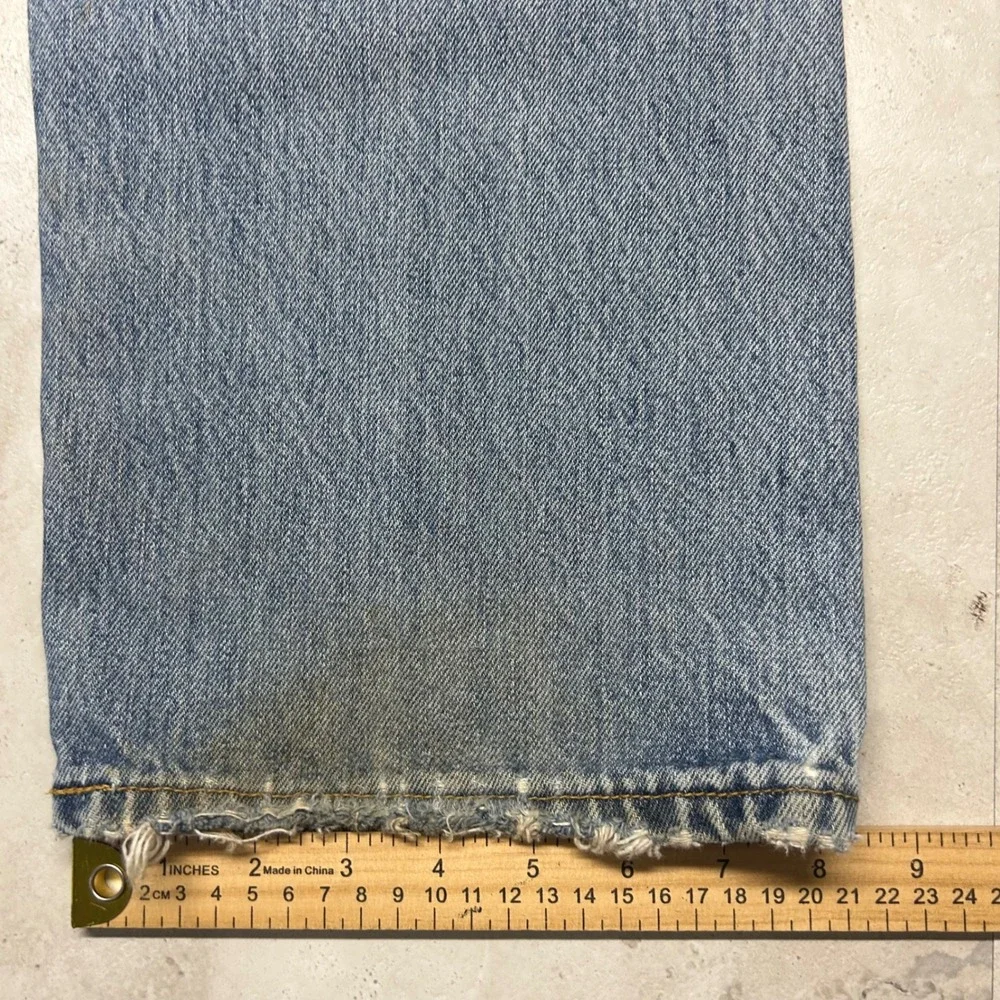 Levi's 501 Jeans Light Wash Men 36x29 Distressed Button Fly Straight Leg